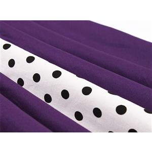 Vintage Purple Rockabilly Polka Dots Print Sleeveless Casual Cocktail Big Swing Dress N20617