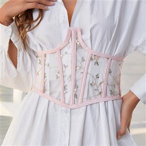 Fashion Spinning Embroidery Back Lace-up Elastic Wide Girdle  Belt N22312