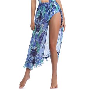 Plant Print Chiffon Swimsuit Cover Up Skirt N12619