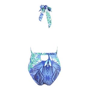 Sexy Criss Corss Halter Plant Print Swimsuit BK12618