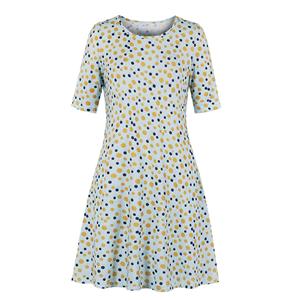 Plus Size Casual Colorful Dots Round Neck Half Sleeve Knee-length Day Dress N19208