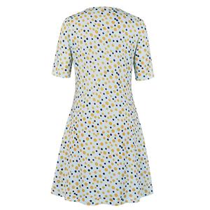 Plus Size Casual Colorful Dots Round Neck Half Sleeve Knee-length Day Dress N19208