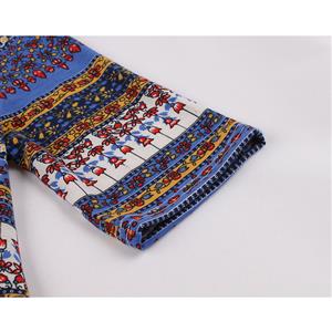Stylish Ethnic Boho Floral Pattern Round Neck Half Sleeve Knee-length Day Dress N19219