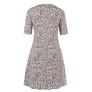 Fashion Casual Leopard Pattern Round Neck Half Sleeve Knee-length Day Dress N19220