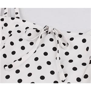 Adorable Polka Dots Strappy Sleeveless High Waist Summer Tea Party Swing Dress N20161