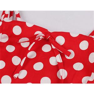 Adorable Polka Dots Strappy Sleeveless High Waist Summer Tea Party Swing Dress N20162