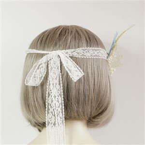 Princess Style Starfish Shell Coral Pearl Lace Hair Band Headwear J20191