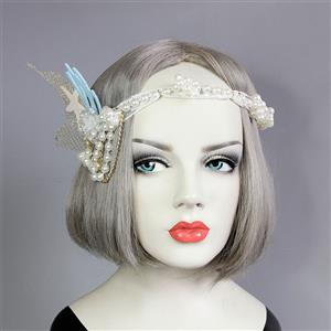 Princess Style Starfish Shell Coral Pearl Lace Hair Band Headwear J20191