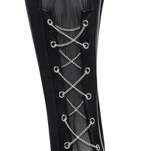 Punk Retro Black Lace Corset Lingerie&Faux Leather Pant Set N12771