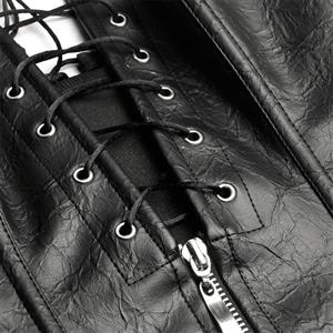 Sexy Punk Black PU Leather 10 Plastic Boned Lace Up Vest Corset N22150