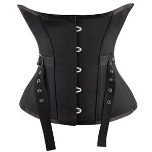 Gothic Punk Black 12 Steel Boned Underwear Buckle Belt Waist Cincher Underbust Corset N21772