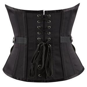 Gothic Punk Black 12 Steel Boned Underwear Buckle Belt Waist Cincher Underbust Corset N21772