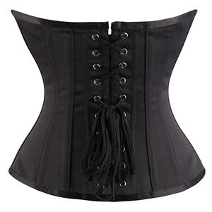 Gothic Sexy Black 12 Steel Boned Underwear Waist Cincher Body Shaper Underbust Corset N21773