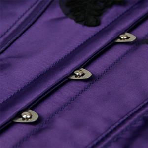 Fashion Purple Strapless Embroidered Lace Flowers Plastic Bone Overbust Corset N20245