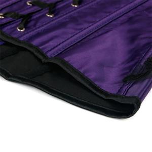 Fashion Purple Strapless Embroidered Lace Flowers Plastic Bone Overbust Corset N20245