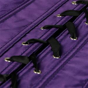 Fashion Purple Strapless Embroidered Lace Flowers Plastic Bone Overbust Corset N20245