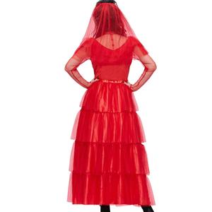 Horror Red Ghost Bride Multi-layered Dress Halloween Cosplay Costume N22586