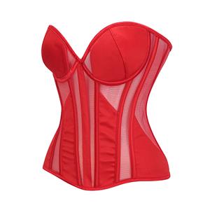 Red Strapless Corset Bodysuit with Adjustable Back Lace-Up, Tummy Control Shapewear for Women N23867