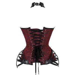 Steampunk Gothic Red Halterneck Strapless Steel Boned Rivet Outerwear Corset N20889