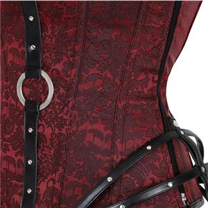 Steampunk Gothic Red Halterneck Strapless Steel Boned Rivet Outerwear Corset N20889