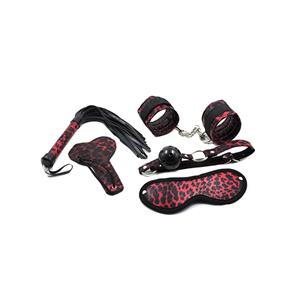 Seductive Playtime Red Leopard Print BDSM Adult Sex Toys Set Props MS11579