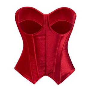 Red Velvet Corset, Waist Trainer, Back Lace-Up Bustier, Strapless Corset, Hourglass Shapewear, Velvet Bustier Top, Figure Shaping, Adjustable Corset, Vintage Corset, Wedding Shapewear, Evening Wear, Body Shaper, Corset Top, Special Occasion, Retro Fashion #N23838