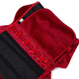 Red Velvet Corset with Back Lace-Up, Strapless Waist Training Bustier Top N23838
