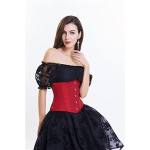 Red Vintage Steel Bone Brocade Embroidery Underbust Corset N14109