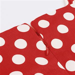 Sexy Red Vintage Strappy Polka Dot Printed Swing Summer Day Dress N22986