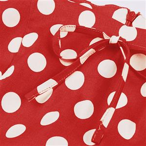 Sexy Red Vintage Strappy Polka Dot Printed Swing Summer Day Dress N22986