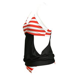 Red&White Stripe Halter Bikini Set BK12304