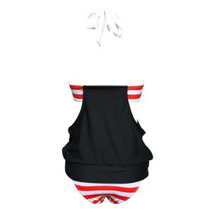 Red&White Stripe Halter Bikini Set BK12304