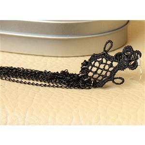 Retor Black Flower Lace Alloy Tassels Earrings J18400