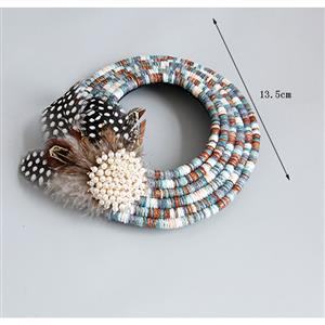 Retro Ethnic Style Ring Pearls Feather Embellishment Halloween Accessory Hat Hairclip J18807