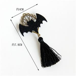 Retro Lovely Black Bat Tassel Alloy Metal Brooch J17267