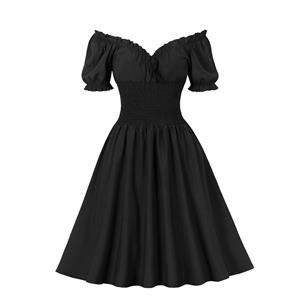 1960s Retro Dress, Fashion A-line Swing Dress, Retro Dresses for Women 1960, Vintage Dresses 1950's, Summer Dress, Vintage High Waist Dress for Women, Simple Dresses for Women, Vintage Black Dresses for Women, #N23008