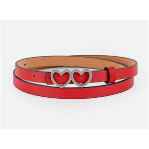 Retro Red Women's Fashion All-match Heart Jeans Thin Belt N18136