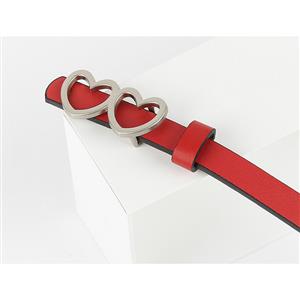 Retro Red Women's Fashion All-match Heart Jeans Thin Belt N18136