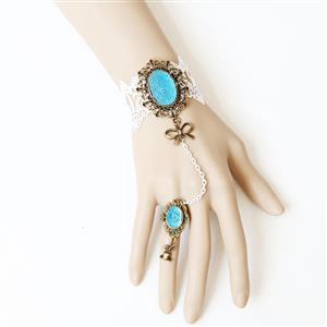 Retro Wristband Gem Embellishment Bracelet with Ring J18047