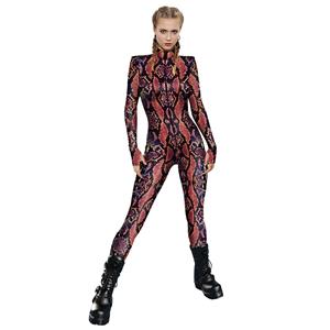 Red Robot 3D Printed Unitard Humanoid High Neck Bodysuit Halloween Cosplay Costume N22332