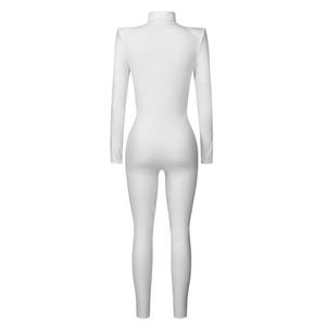 White Robot 3D Printed Unitard Humanoid High Neck Bodysuit Halloween Cosplay Costume N22334