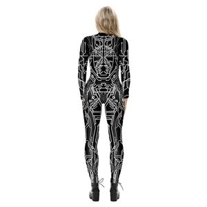 New Product Robot 3D Printed High Neck Long Bodycon Jumpsuit Halloween Costume N21252