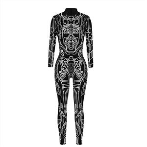 New Product Robot 3D Printed High Neck Long Bodycon Jumpsuit Halloween Costume N21252