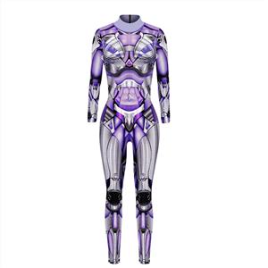 New Product Robot 3D Printed High Neck Long Bodycon Jumpsuit Halloween Costume N21253