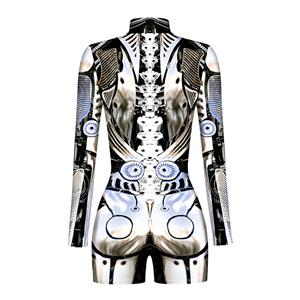 Robot 3D Printed High Neck Long Bodycon Jumpsuit Halloween Costume N22343