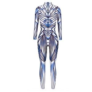 Futuristic Robot 3D Printed Unitard Humanoid High Neck Bodysuit Halloween Cosplay Costume N21401