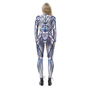 Futuristic Robot 3D Printed Unitard Humanoid High Neck Bodysuit Halloween Cosplay Costume N21401