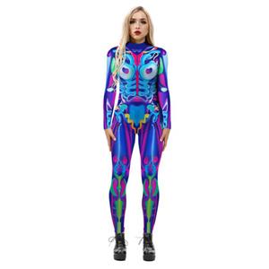 Futuristic Robot Colorful 3D Printed Unitard Humanoid High Neck Bodysuit Halloween Costume N21402