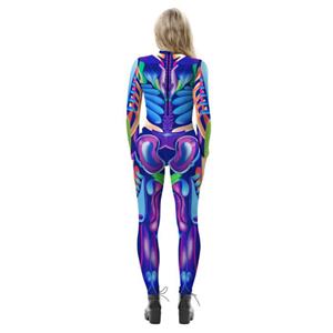 Futuristic Robot Colorful 3D Printed Unitard Humanoid High Neck Bodysuit Halloween Costume N21402