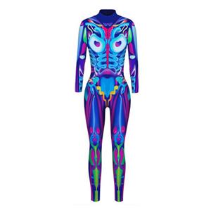 Futuristic Robot Colorful 3D Printed Unitard Humanoid High Neck Bodysuit Halloween Costume N21402